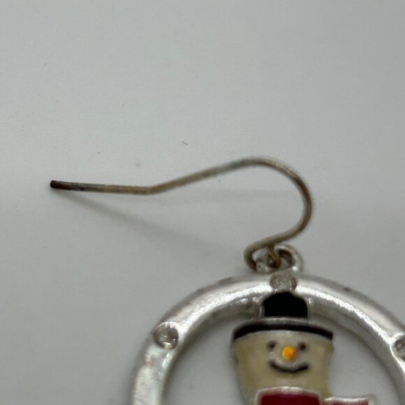 Vintage Kenneth Cole Snowman Earrings Pierced Silver-Tone Holiday Rhinestones - Picture 14 of 16